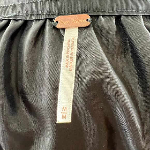 FREE PEOPLE Black Satin Long Sleeve Full Zip Midnight Bomber Jacket Size M - Picture 7 of 9